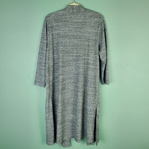 Lane Bryant Heathered Gray Long Ribbed Open Duster Cardigan Size 14 16 - Picture 2 of 5